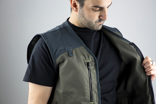 GILET SANS MANCHES MULTIPOCHES MEMO VERT OLIVE/VERT US