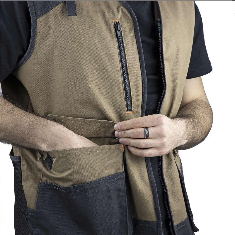 GILET MULTIPOCHES PIVOT CHATAÎGNE GRIS SOMBRE
